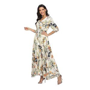 NWOT Women's Floral Maxi Dresses Flowy Boho Beach Dress 100% Rayon